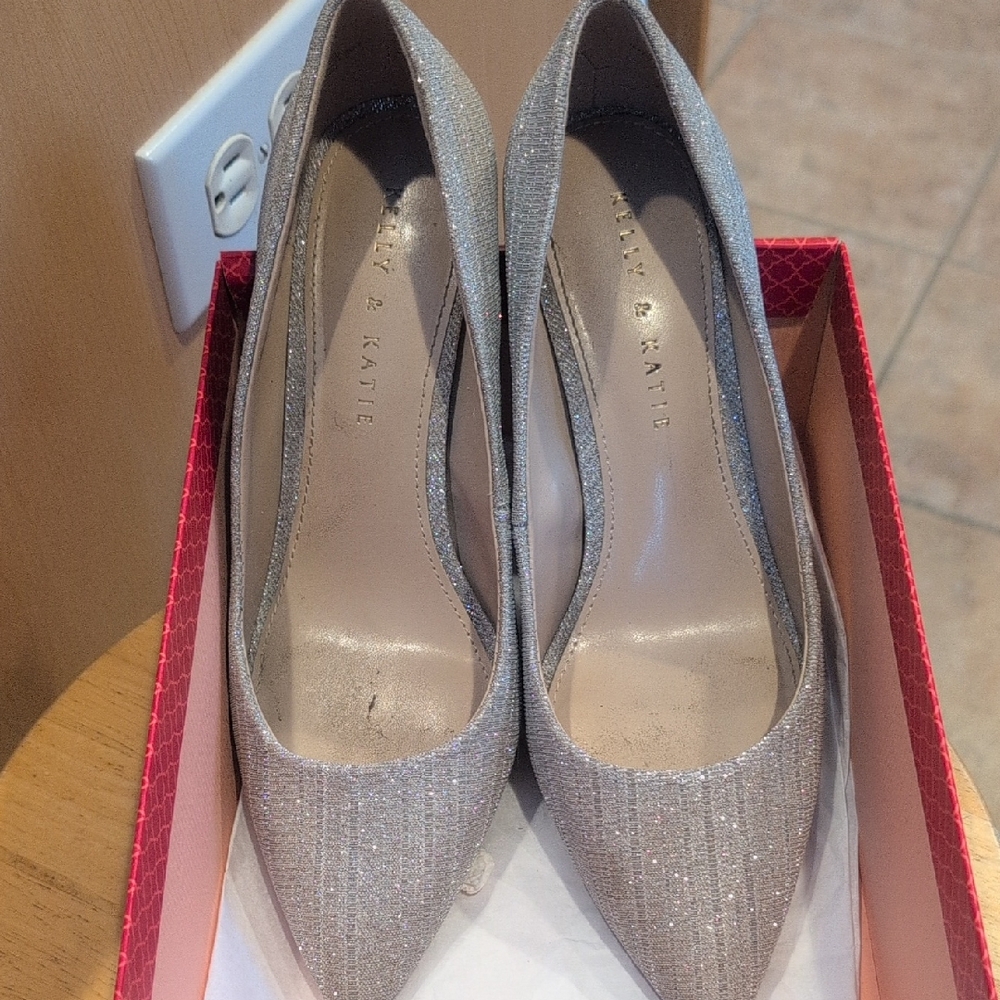 Kelly & Katie "Misha" Glittering Silver Heels